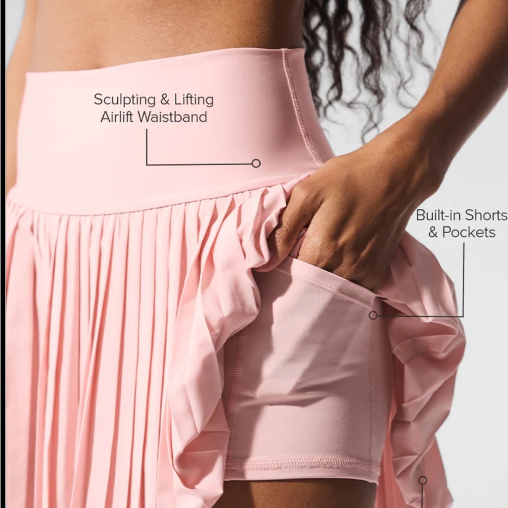 Pink Pleated Skirt with Built-in Shorts